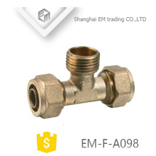 EM-F-A098 Conector de compressão de tubo de latão e encaixe de tubulação de rosca macho